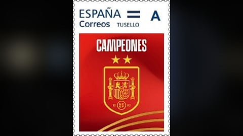 Spain postal service releasing a special commemorative stamp dedicated to the world champions.