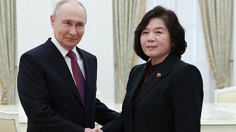 Russian President Vladimir Putin with North Korean Foreign Minister Choe Son Hui