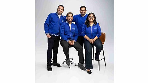 (L-R) Nikhil Nahar, MS Dhoni, Neeraj Jain and Shreya Mishra