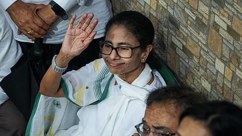 TMC supremo Mamata Banerjee during an inspection of arrangements on the eve of Martyrs' Day observance, marking the 13 Youth Congress workers killed in police firing in 1993