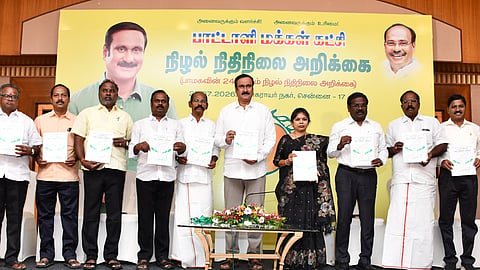 PMK president releasing the shadow budget in Chennai on Monday