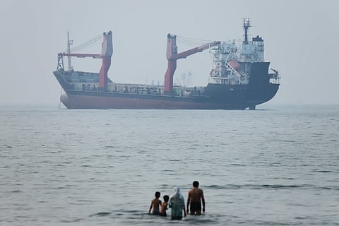 Cargo ship in Strat of Homuz