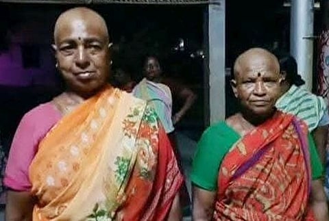 Women, who were duped into shaving their heads, on false premises