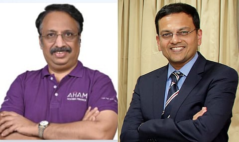 (L) Venkatesh Kannappan, founder-MD, Aham Housing Finance, (R) Vijay Sankar, chairman, The Sanmar Group