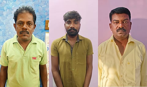 Arrested trio - Thangaraj, Sekar and Senthilvelan