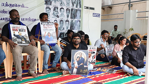 Manirathnam, brother of late NEET aspirant Anitha, began an indefinite hunger strike in Chennai