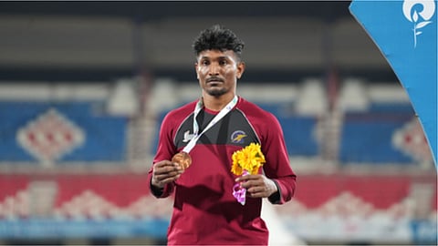 Selva Prabhu wins bronze at the Commonwealth Games in Glasgow.