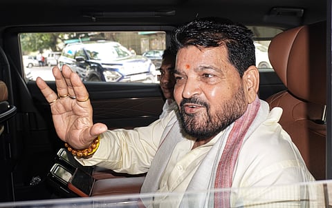 Former BJP MP Brij Bhushan Singh arrives to appear in rouse avenue court for the women sexual harassment case filed by women wrestlers, in New Delhi
