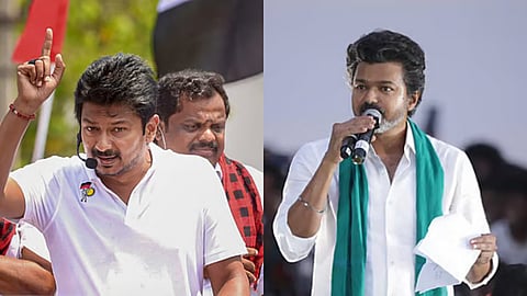LoP Udayanidhi Stalin (L) CM Vijay (R)