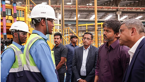 CM Vijay visited Chennai’s major manufacturing units Saint-Gobain and Renault Nissan on August 3.