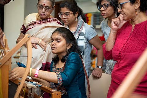 Participants at the weaving mela