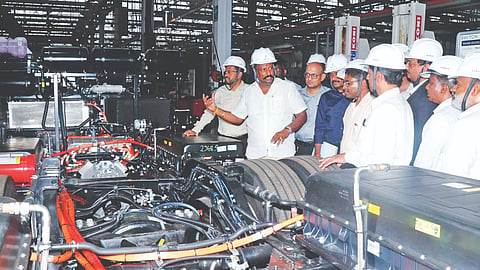 Transport Minister Vijay Tamilan Parthiban at Ennore facility
