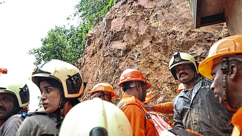 Rescue operation underway after a landslide struck Gaushiya Chawl, killing six people and injuring four others, in Mumbai's Ghatkopar area