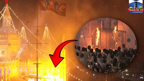 Gas balloons explode during holy flag hoisting
