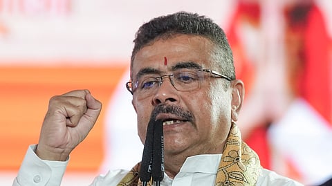 West Bengal Chief Minister Suvendu Adhikari addresses the inauguration of Consumer Rights Protection Week at Hogg market, in Kolkata, Tuesday, Sept. 1, 2026.