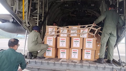 In this image posted on Sept. 2, 2026, the fifth Indian aircraft, carrying a 11-member rescue team with specialised equipment, and 5.5 tonnes of essential medicines, departs for Nepal.