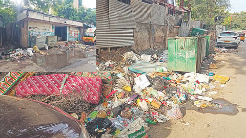 Garbage seen piled up in several streets of Shenoy Nagar