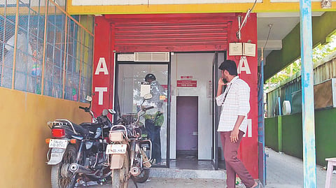 The ATM kiosk at Koodapakkam near Vellavaedu in Tiruvallur district from where the entire apparatus was lifted