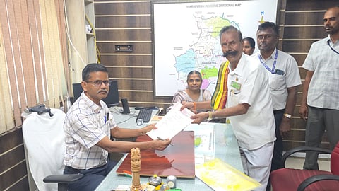 Election King K Padmarajan filed nomination to contest the Dharapuram by-polls
