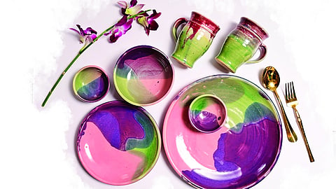 Pink Seascape - stonewear ceramic