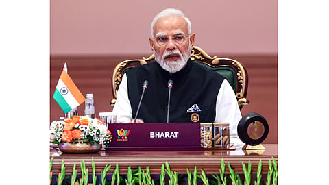 Prime Minister Narendra Modi addresses the 18th BRICS Summit, at the Bharat Mandapam, in New Delhi