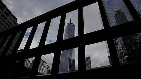 The memorial is seen on the 25th anniversary of the September 11, 2001, terrorist attacks in New York.