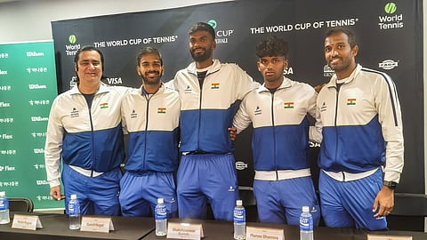 Indian Davis Cup team ahead of the Qualifier tie against Korea in Seoul.