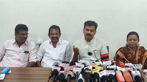 Durai Vaiko addressing media in Tiruchy on September 18