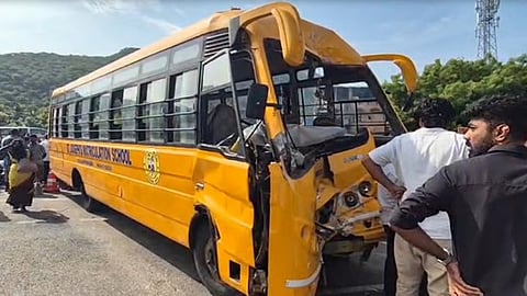 The totaled school bus