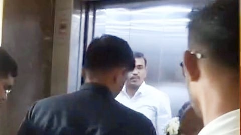 Health Minister KG Arunraj was briefly trapped inside the lift at the Erode Collectorate. on Monday