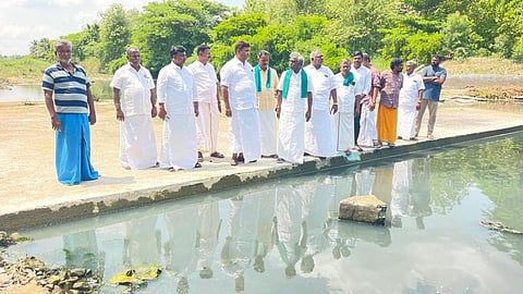 Farmers check on contaminated water in Tiruvarur