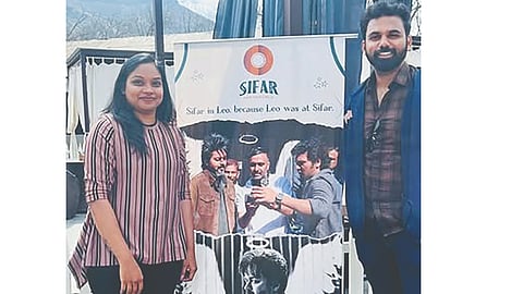 A Vijay fan recreating a filmy moment at Sifar Cafe in Kashmir