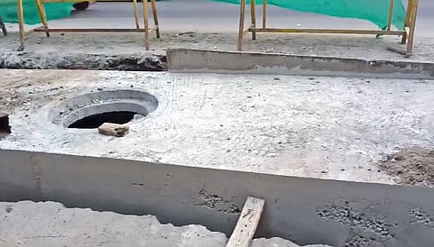 Stormwater drain work under way at the intersection of Venkatraman Canal Street-Perambur High Road North Side