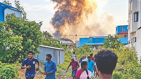powerful explosion in Pandamangalam on Wednesday