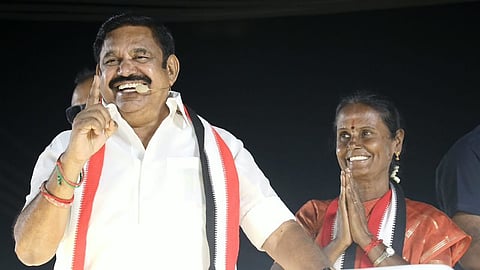 Edappadi K Palaniswami addressing a rally in Dharapuram