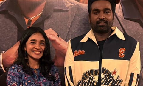 Modha Rathiri movie fame Anishma Anilkumar and actor Vijay Sethupathi