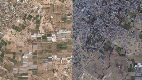 This satellite image from Planet Labs PBC shows Gaza City, Gaza Strip