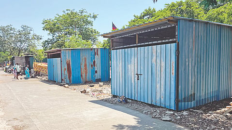 The shed that has come up on an open space reservation land along 15th Cross Street in Kannagi Nagar