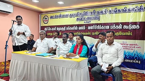 North Chennai RWA president addressing the association members during a meet in Tondiarpet.