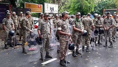 Security heightened ahead of the Opposition's Supreme Court march, in Mandi House area, New Delhi
