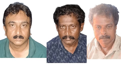 Accused (from left) Dinesh, Ravikumar and Abdul Samad