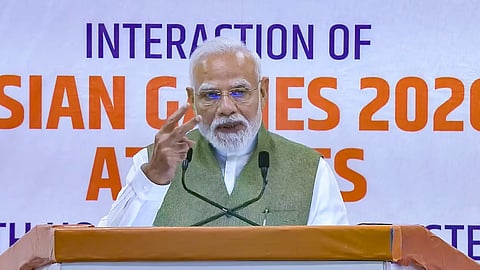 Prime Minister Narendra Modi addresses an interaction programme with the athletes of the Asian Games 2026, in New Delhi