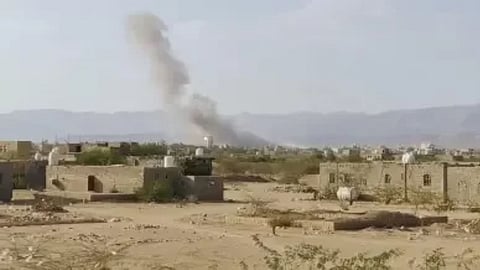 A Houthi-run news channel aired video Monday showing what it said was the aftermath of a Saudi airstrike on a prison in northern Yemen, as the Iran-backed rebels accused Saudi Arabia of killing seven people, including a child.