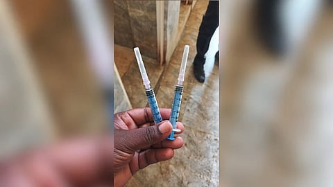 Used syringes found at the Race Course Stadium in Madurai