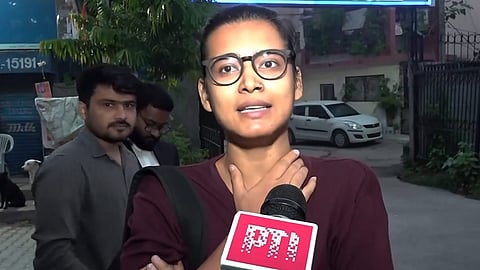 All India Students' Association (AISA) president Neha Bora speaks to PTI after her release from RK Puram police station, in New Delhi, Saturday, Oct. 17, 2026. Bora was taken into preventive custody ahead of the 'Lehra Do Tiranga' protest march at Connaught Place on Friday