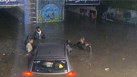 Car stranded due to water logging