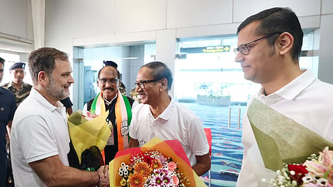 LoP in the Lok Sabha Rahul Gandhi being greeted at Dabolim Airport ahead of his participation in the Goy Rakhonn Yatra