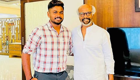 Sanju Samson with movie superstar Rajnikanth
