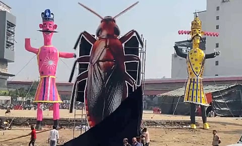 The Cockroach effigy in Delhi