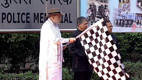Union Home Minister Amit Shah flags off a nationwide motorcycle rally themed 'Fight Against Drugs' from the National Police Memorial to mark Police Commemoration Day